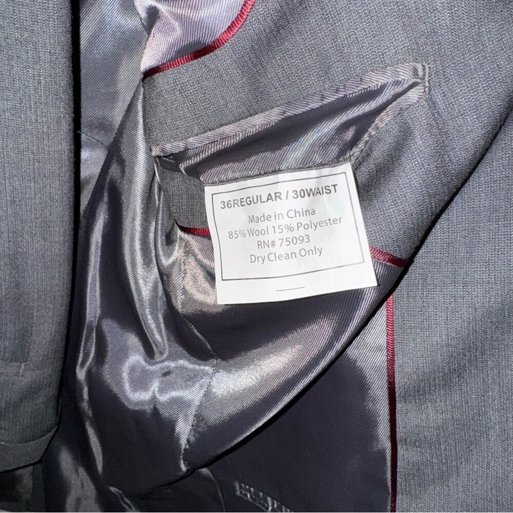 Pronto Uomo The Men's Warehouse Modern Fit Wool Blend Suit Charcoal Gray 36R - Picture 10 of 16
